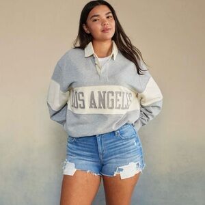American Eagle Los Angeles Rugby Sweatshirt Gray and Cream Size S (oversized)